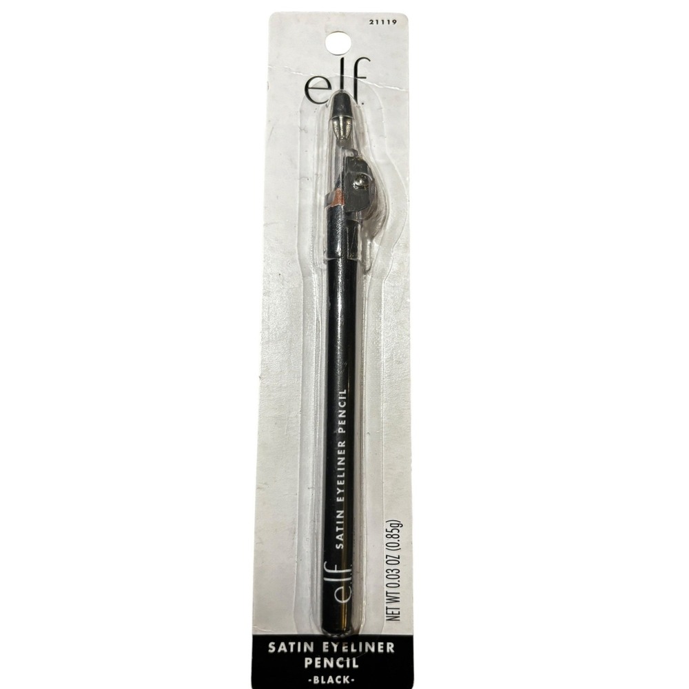ELF Satin Eyeliner Pencil Black 21119 with Built-in Sharpener New